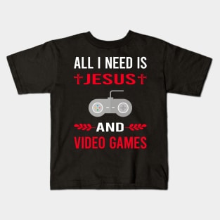 I Need Jesus And Video Games Game Gaming Gamer Kids T-Shirt